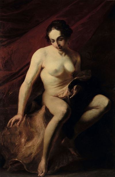 Scuola Italiana del XVII-XVIII Secolovenere Assisa su una Grande Conchiglia