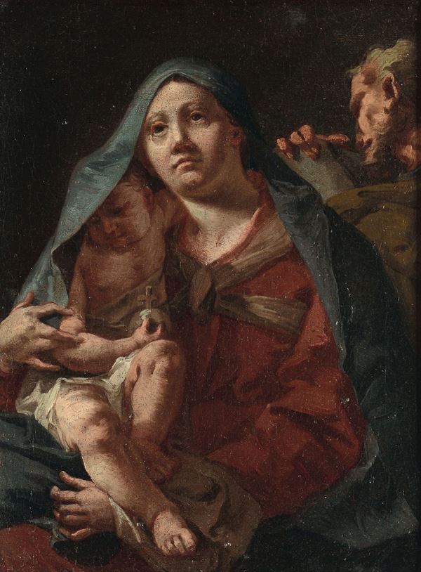 Scuola veneta del XVIII secolo Madonna con il Bambino e San Giuseppe