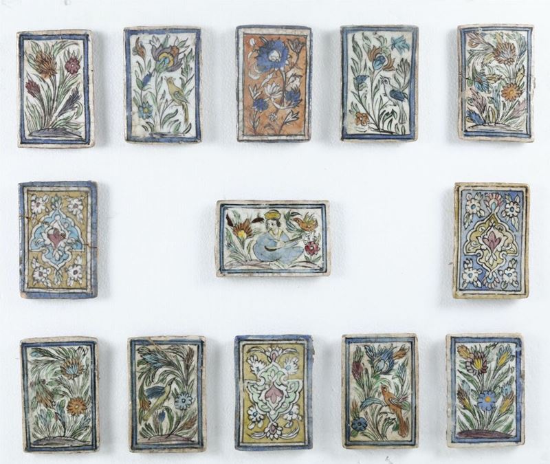 Tredici piastrelle Probabilmente ottomane,  XIX-XX secolo  - Auction Fine Art - Cambi Casa d'Aste
