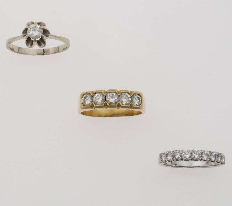 Three diamonds rings  - Auction Timed Auction Jewels - Cambi Casa d'Aste