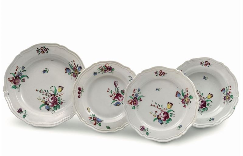 Quattro piatti Doccia, Manifattura di Lorenzo Ginori (1758-1791), 1780 circa  - Auction Majolica and Porcelain - Cambi Casa d'Aste