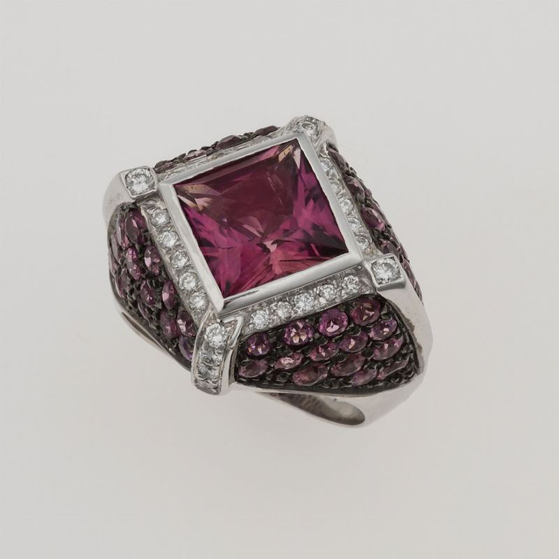 Tourmaline and dimoand ring  - Auction Timed Auction Jewels - Cambi Casa d'Aste