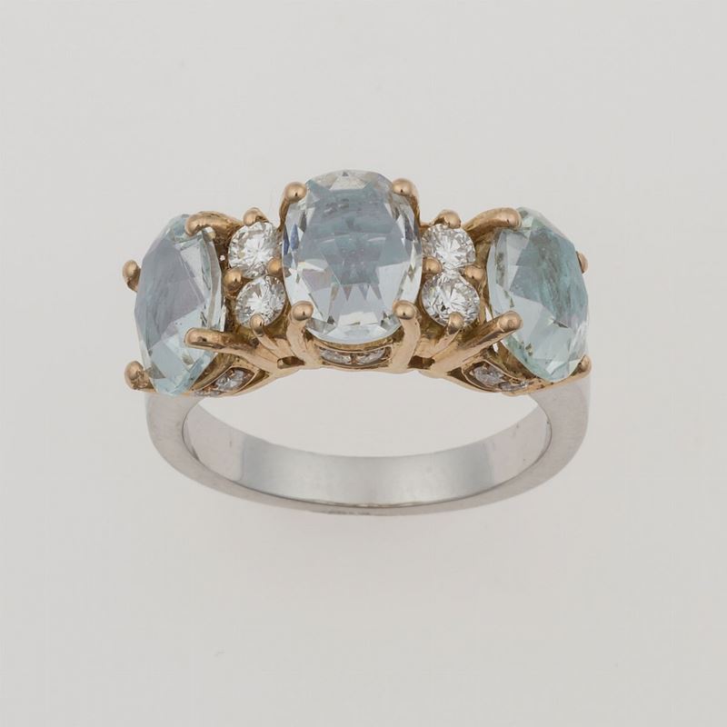 Aquamarine and diamond ring  - Auction Timed Auction Jewels - Cambi Casa d'Aste