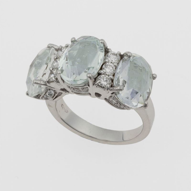 Aquamarine and diamond ring  - Auction Timed Auction Jewels - Cambi Casa d'Aste