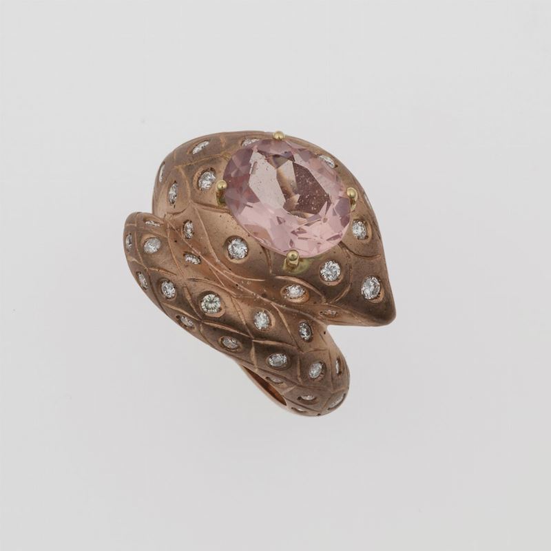 Kunzite and diamond ring  - Auction Timed Auction Jewels - Cambi Casa d'Aste
