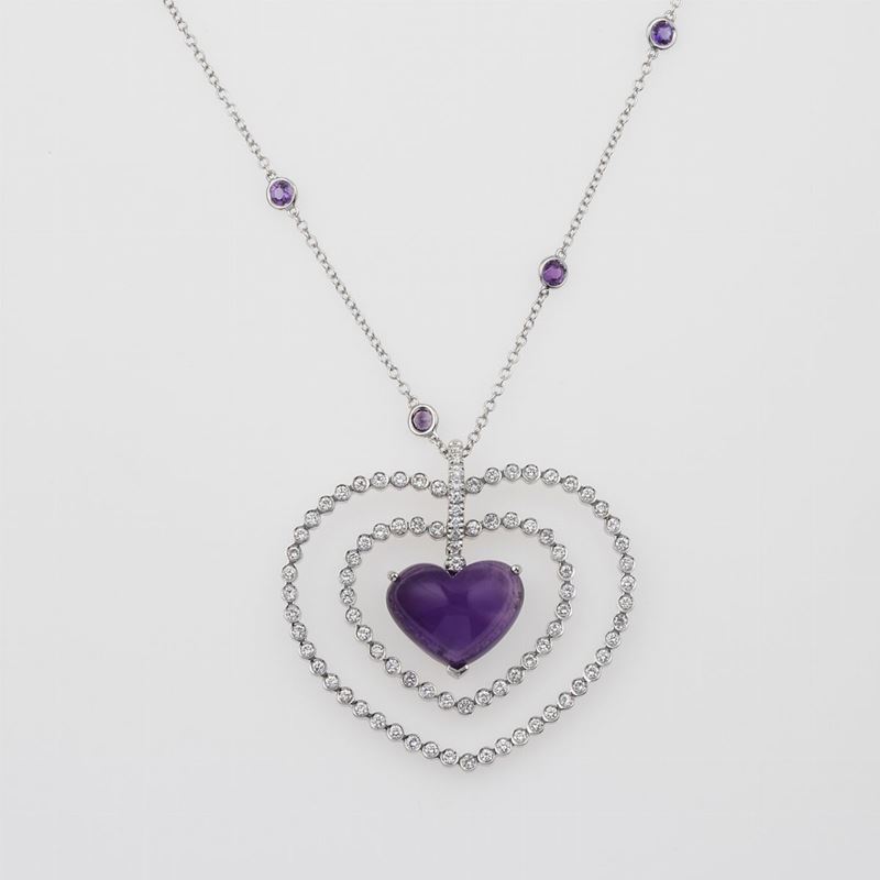 Amethyst and diamond necklace  - Auction Timed Auction Jewels - Cambi Casa d'Aste