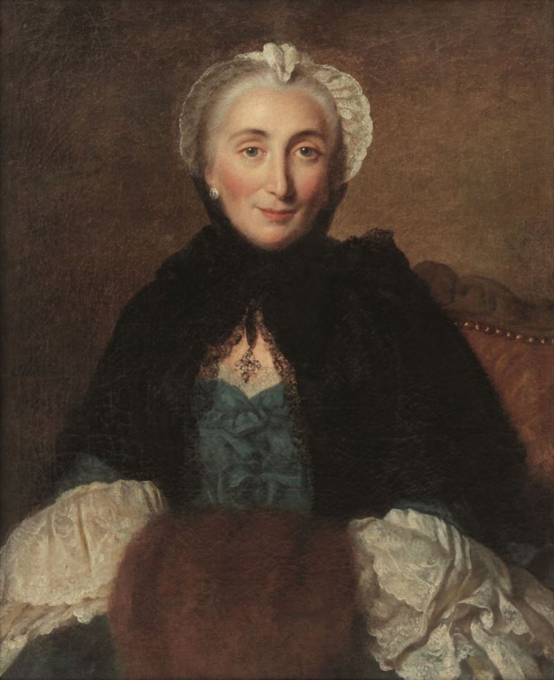 Pierre Allais (Parigi 1700-1782) Ritratto di Madame Marie-Thérèse Rodet Geoffrin  - Auction Old Master Paintings - Cambi Casa d'Aste