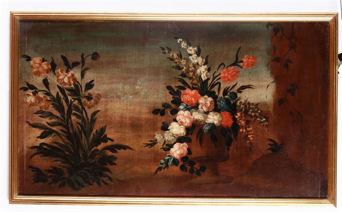 Scuola del XVIII Secoloscorcio Architettonico con Fiori