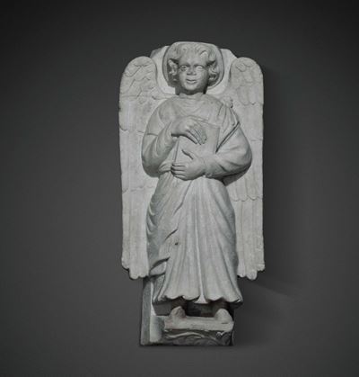 Scultura in Marmo Raffigurante San Matteo Evangelista Sotto Forma di Angelo, Arte dei Magistri Co...