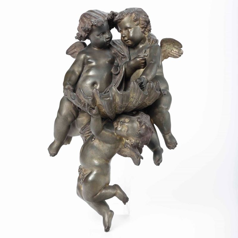 Acquasantiera in bronzo. Fonditore del XIX secolo  - Auction Sculptures - Cambi Casa d'Aste