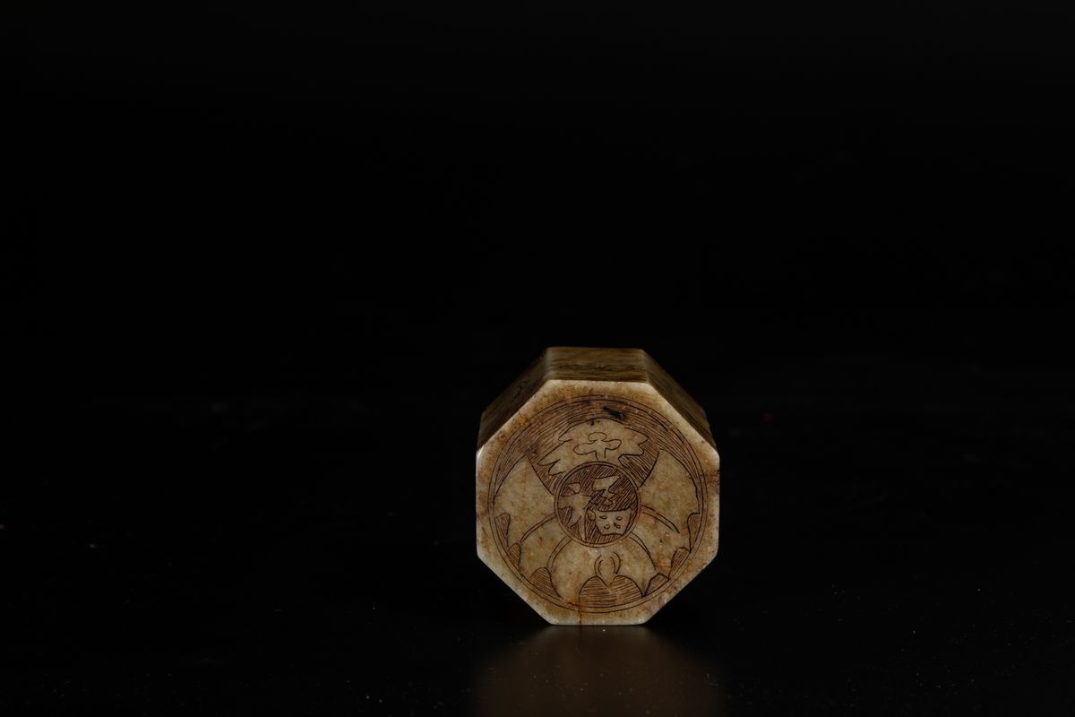 Sigillo in Saponaria con Raffigurazione di Paesaggio e Iscrizioni, Cina, XIX Secolo