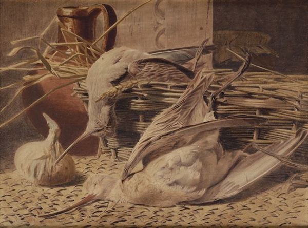 Pittore del XIX-XX secolo Uccelli di palude