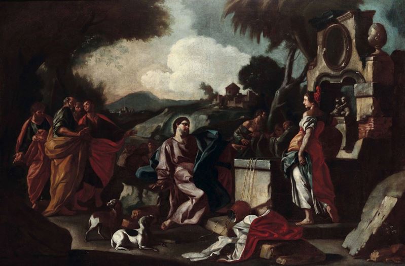 Francesco De Mura (Napoli 1696-1782), ambito di Samaritana al pozzo  - Asta Dipinti Antichi - Cambi Casa d'Aste