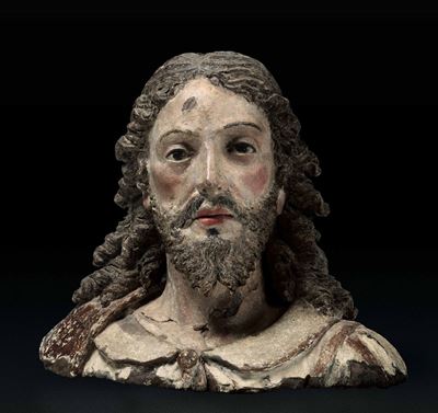 Busto di Cristo. Terracotta Policroma. Scultore Rinascimentale Dell'italia del Nord Operante tra ...
