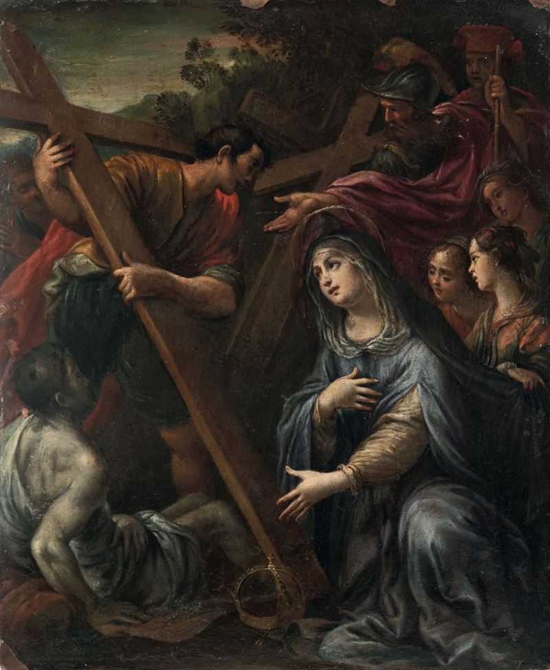 Scuola emiliana del XVII secolo Madonna ai piedi della croce  - Auction Old Master Paintings - Cambi Casa d'Aste
