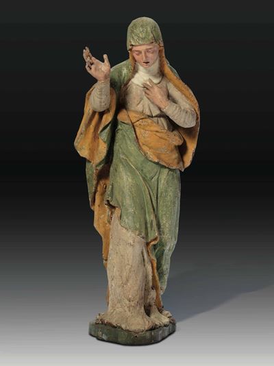 Maria di Magdala. Legno Dipinto. Scultore Lombardo Attivo tra Lombardia e Piemonte nel XVI Secolo