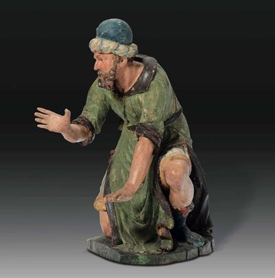 Nicodemo. Legno Dipinto. Scultore Lombardo Attivo tra Lombardia e Piemonte nel XVI Secolo