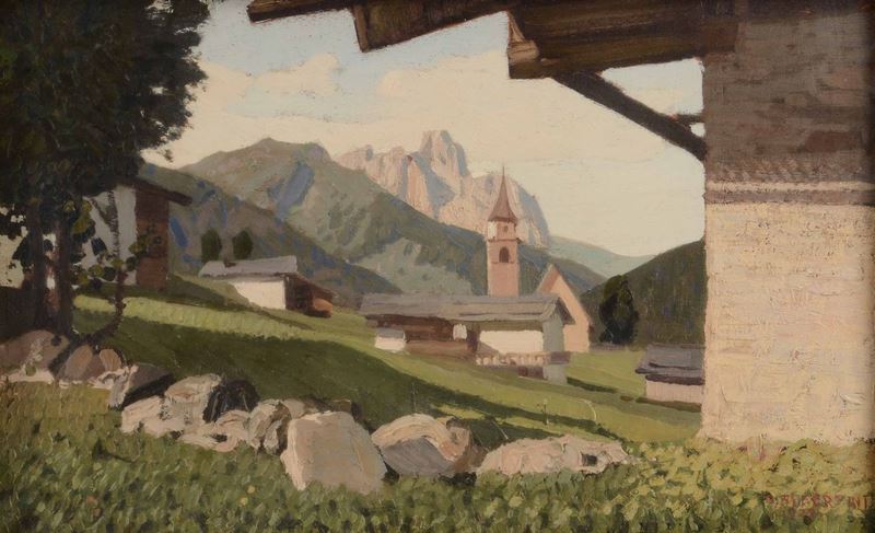 Oreste Albertini (1887 - 1953) Pera di Fassa  - Asta Dipinti del XIX e XX Secolo - Cambi Casa d'Aste