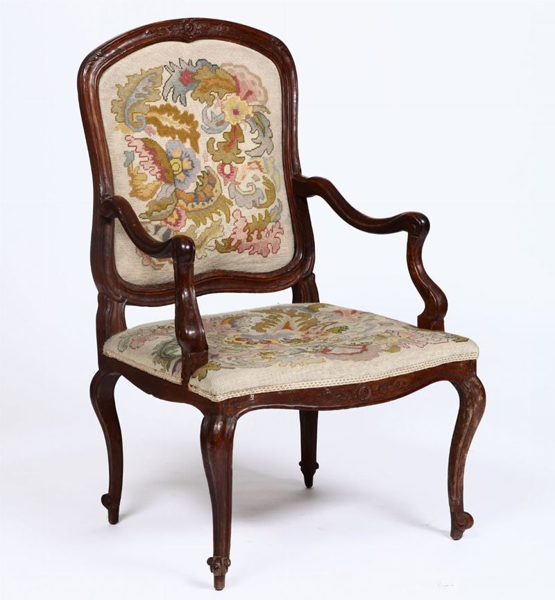 Poltrona Luigi XV in legno intagliato, XVIII secolo  - Auction Furnitures, Paintings and Works of Art - Cambi Casa d'Aste
