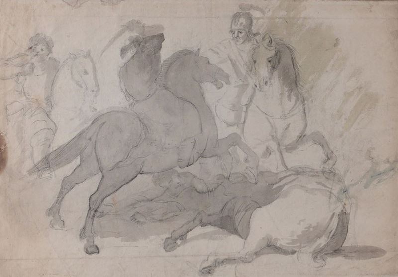 Artista del XIX secolo Battaglia con cavalli  - Auction Furnitures, Paintings and Works of Art - Cambi Casa d'Aste