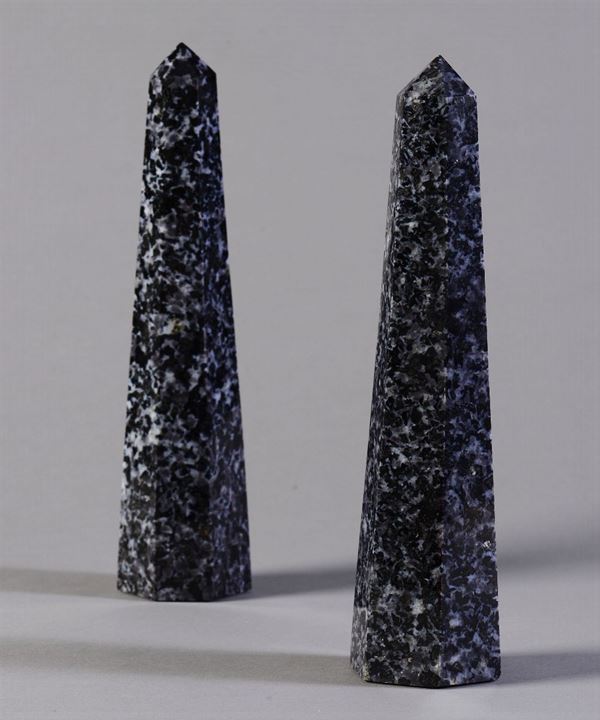 Pair of gabbro obelisks