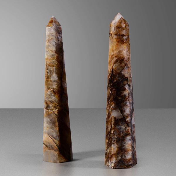 Pair of calcite quartz