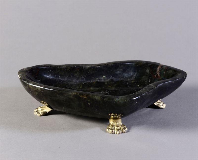 Labradorite bowl on brass paws  - Auction Mirabilia - Cambi Casa d'Aste
