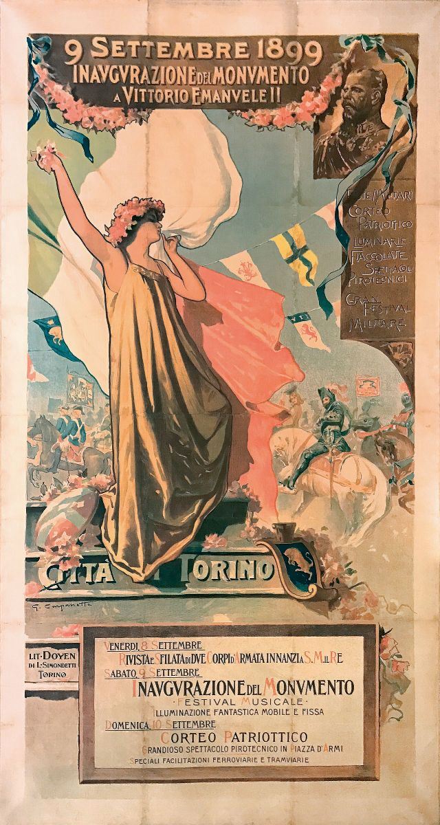 Giovanni Battista Carpanetto (1863-1928) 9 SETTEMBRE 1899, INAUGURAZIONE AL MONUMENTO DI VITTORIO EMANUELE II  - Auction Vintage Posters - Cambi Casa d'Aste