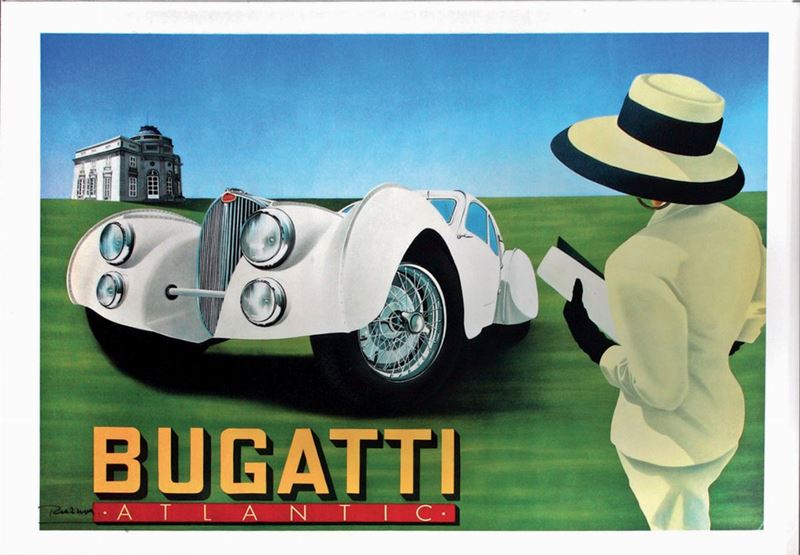 Courbouleix Razzia Gerard (1950) BUGATTI ATLANTIC  - Auction Vintage Posters - Cambi Casa d'Aste