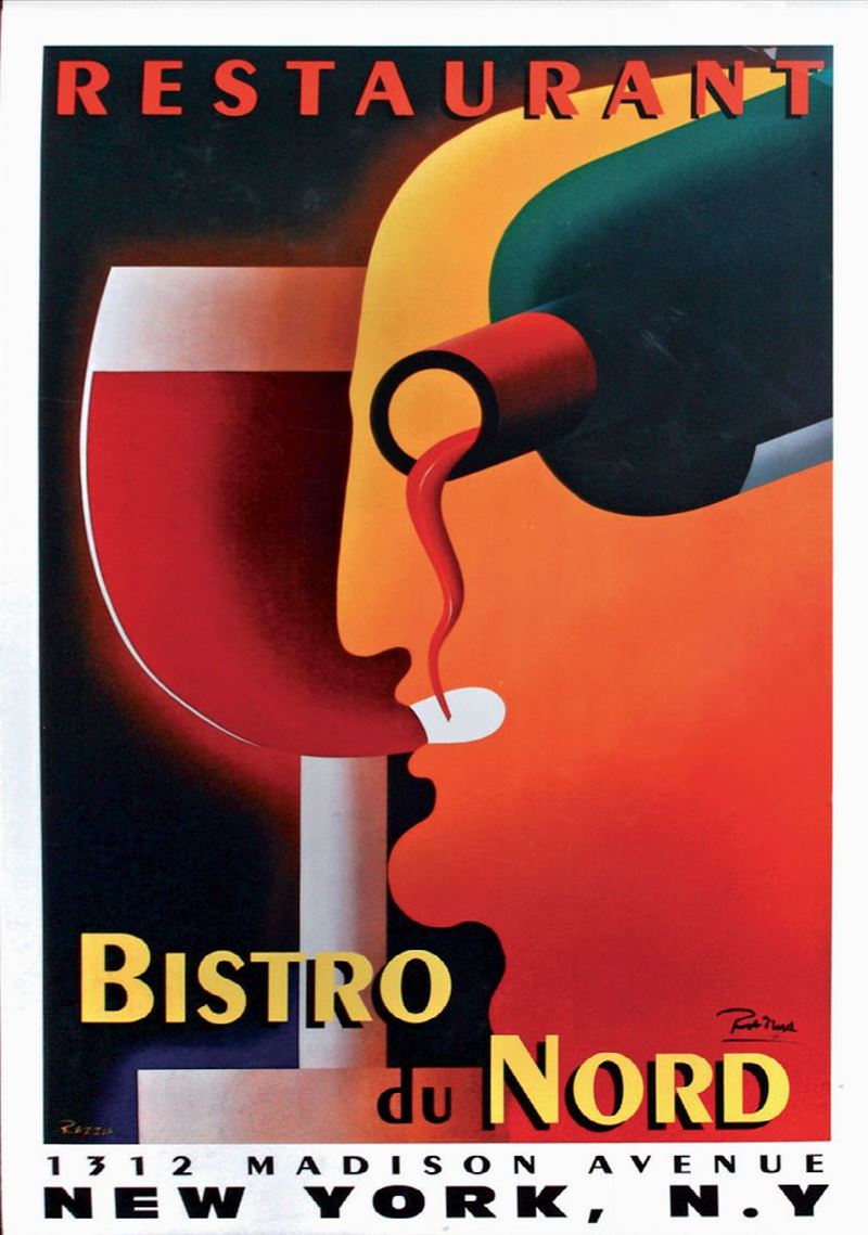 Courbouleix Razzia Gerard (1950) LE BISTRO DU NORD, 112 MADISON AVENUE… NEW YORK  - Auction Vintage Posters - Cambi Casa d'Aste