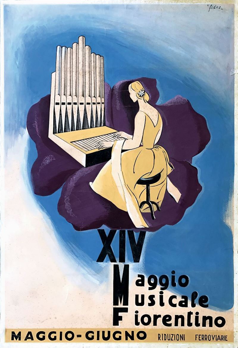 FidesFides Battigelli D'Orlandi collaborazione Piombanti Giuseppe XIV MAGGIO MUSICALE FIORENTINO – FIRENZE 1934  - Auction Vintage Posters - Cambi Casa d'Aste