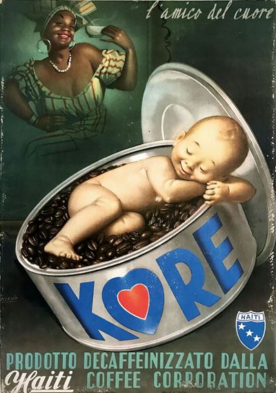 Gino Boccasile (1901-1952)kore, Prodotto Decaffeinizzato dalla Haiti Coffee Corporation