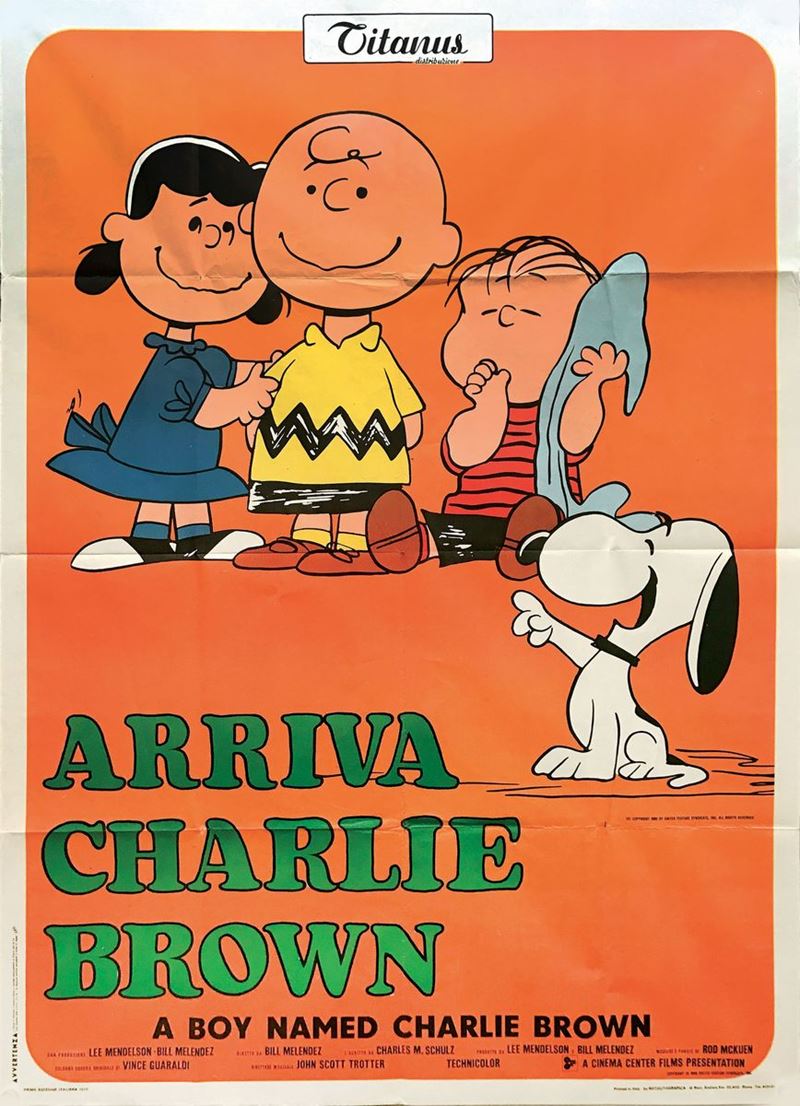 Charles Schulz (1922 – 2000) ARRIVA CHARLIE BROWN!  - Auction Vintage Posters - Cambi Casa d'Aste