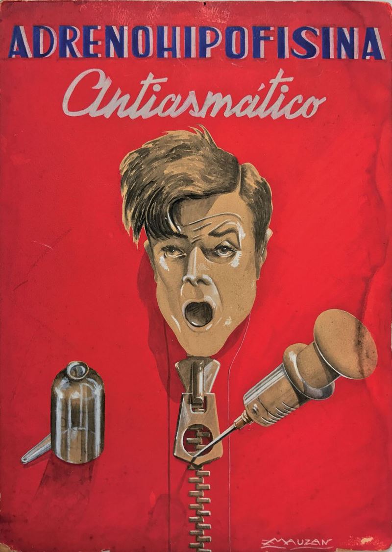 Achille Luciano Mauzan (1883 – 1952) ADRENOHIPOFISINA ANTIASMATICO  - Auction Vintage Posters - Cambi Casa d'Aste