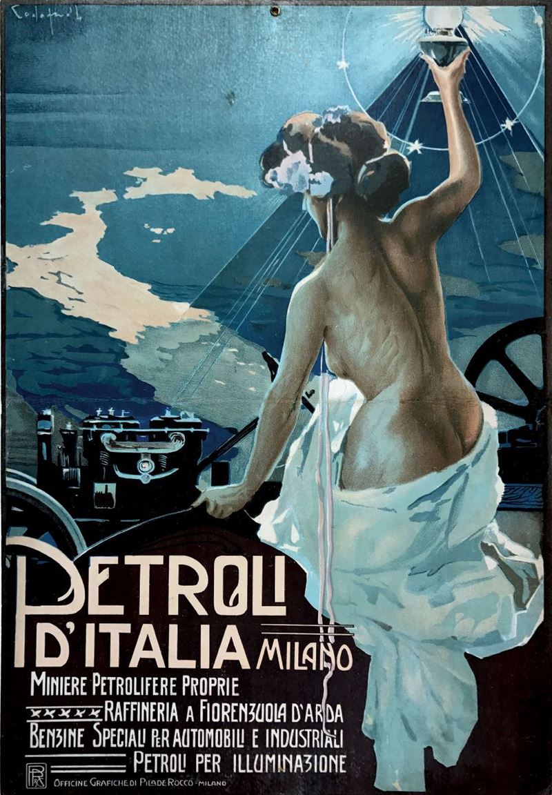 Plinio Codognato ( 1878- 1940) PETROLI D’ITALIA MILANO  - Auction Vintage Posters - Cambi Casa d'Aste