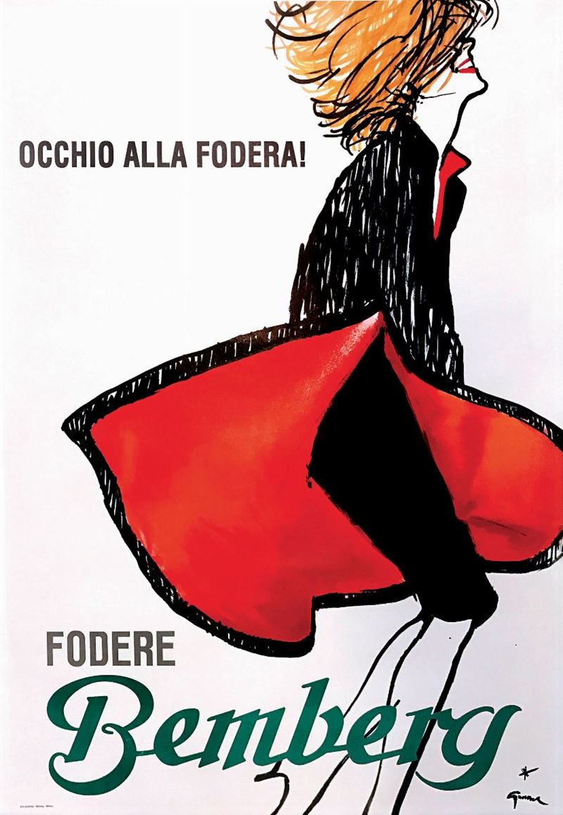 Renato Renè Gruau Zavagli (1909 - 2004) OCCHIO ALLA FODERA! … FODERE BEMBERG  - Auction Vintage Posters - Cambi Casa d'Aste