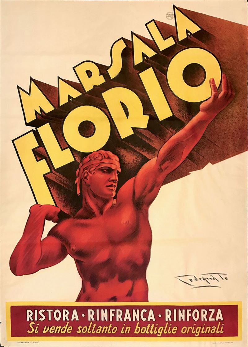 Plinio Codognato ( 1878- 1940) MARSALA FLORIO / RISTORA, RINFRANCA, RINFORZA  - Auction Vintage Posters - Cambi Casa d'Aste