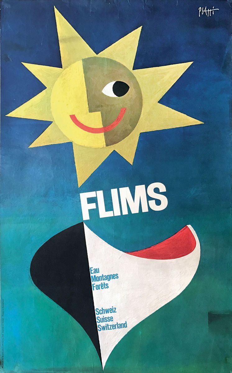 Celestino Piatti ( 1922-2007) FLIMS / EAU, MONTAGNES, FORETS / SCHWEIZ, SUISSE, SWITZERLAND  - Auction Vintage Posters - Cambi Casa d'Aste