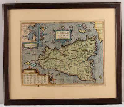 Stampa Raffigurante Siciliae Veteris Typus, Abraham Ortelius, XVII Secolo