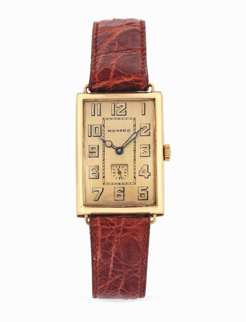 MOVADO - Rectangular yellow gold wristwatch.  - Auction Important Wristwatches and Pocket Watches - Cambi Casa d'Aste