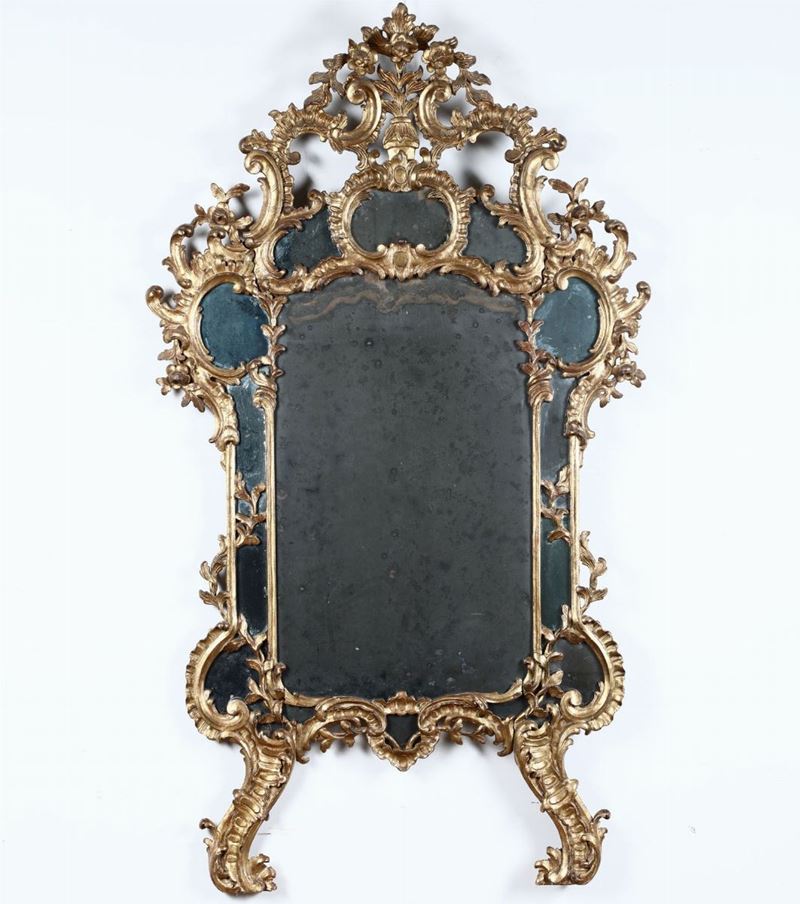 Specchiera in legno intagliato e dorato, XVIII secolo  - Asta Antiquariato Luglio | Cambi Time - Cambi Casa d'Aste