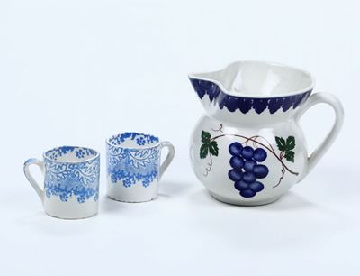 Una Brocca e Due Tazzine Mondovì, Manifattura Vedova Besio e Figlio, Inizio del XX Secolo