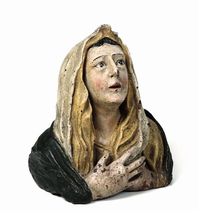 Busto in Terracotta Raffigurante Santa. Plasticatore Italiano del XVIII Secolo