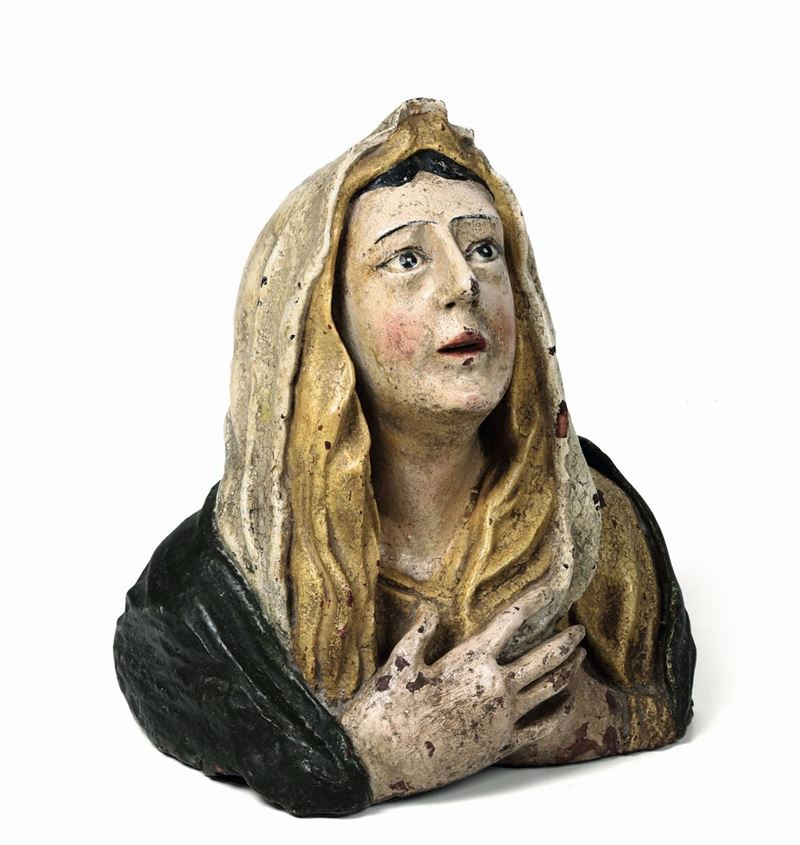 Busto in terracotta raffigurante Santa. Plasticatore italiano del XVIII secolo  - Asta Antiquariato - Cambi Casa d'Aste