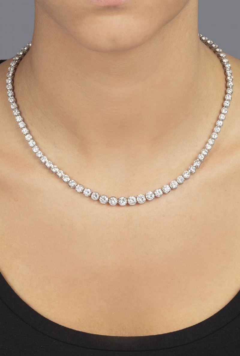 Brilliant-cut diamond line necklace  - Auction Fine Jewels  - Cambi Casa d'Aste