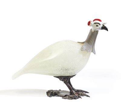 Toni Zuccheri, Faraona in vetro soffiato a murrine con testa in paste vitree policrome