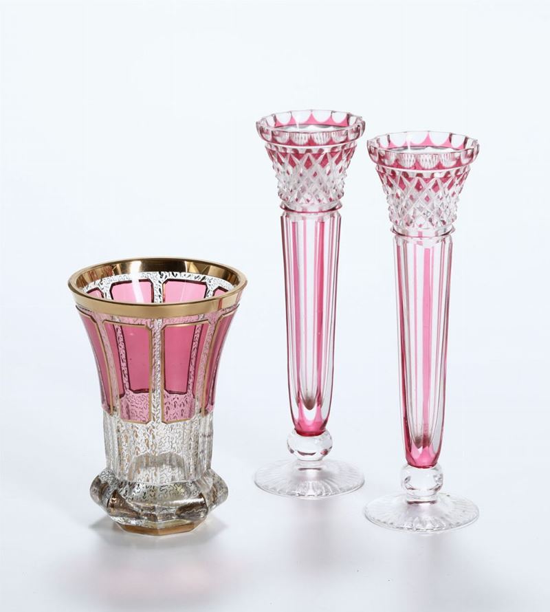 Bicchiere e due vasetti in cristallo  - Asta Arredi, Dipinti e Oggetti d'Arte - Cambi Casa d'Aste
