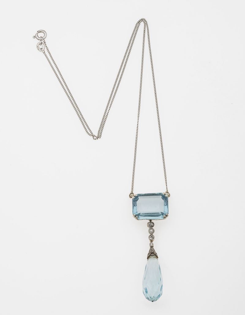 Aquamarine and diamond necklace  - Auction Jewels - Cambi Casa d'Aste