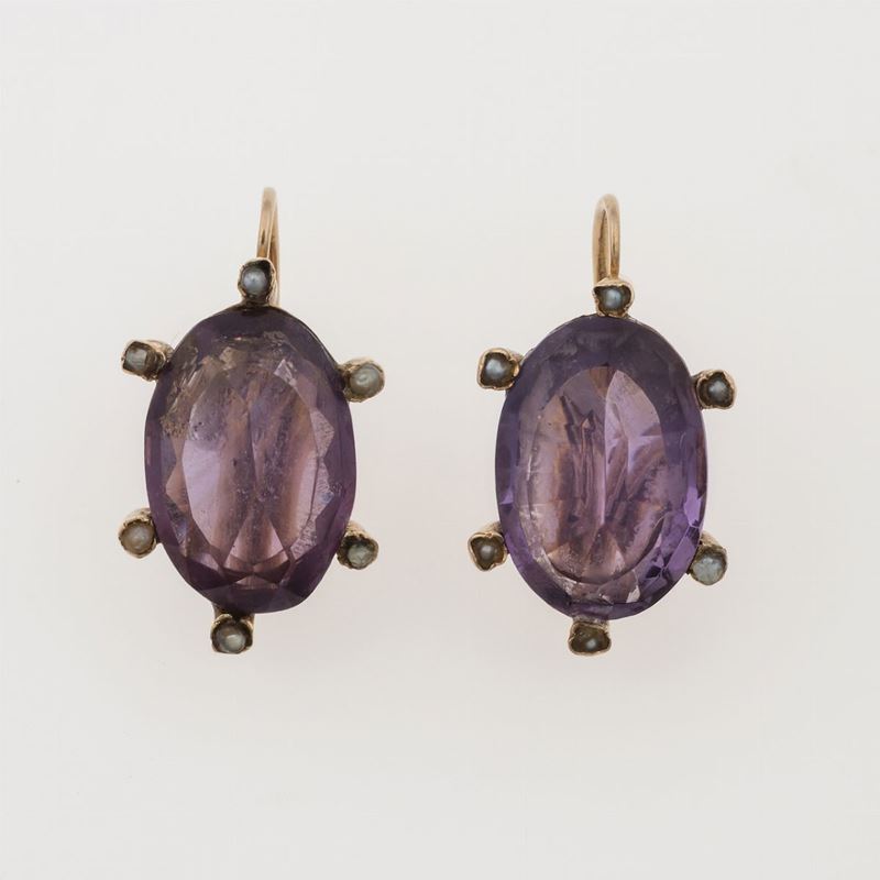 Pair of amethyst earrings  - Auction Timed Auction Jewels - Cambi Casa d'Aste