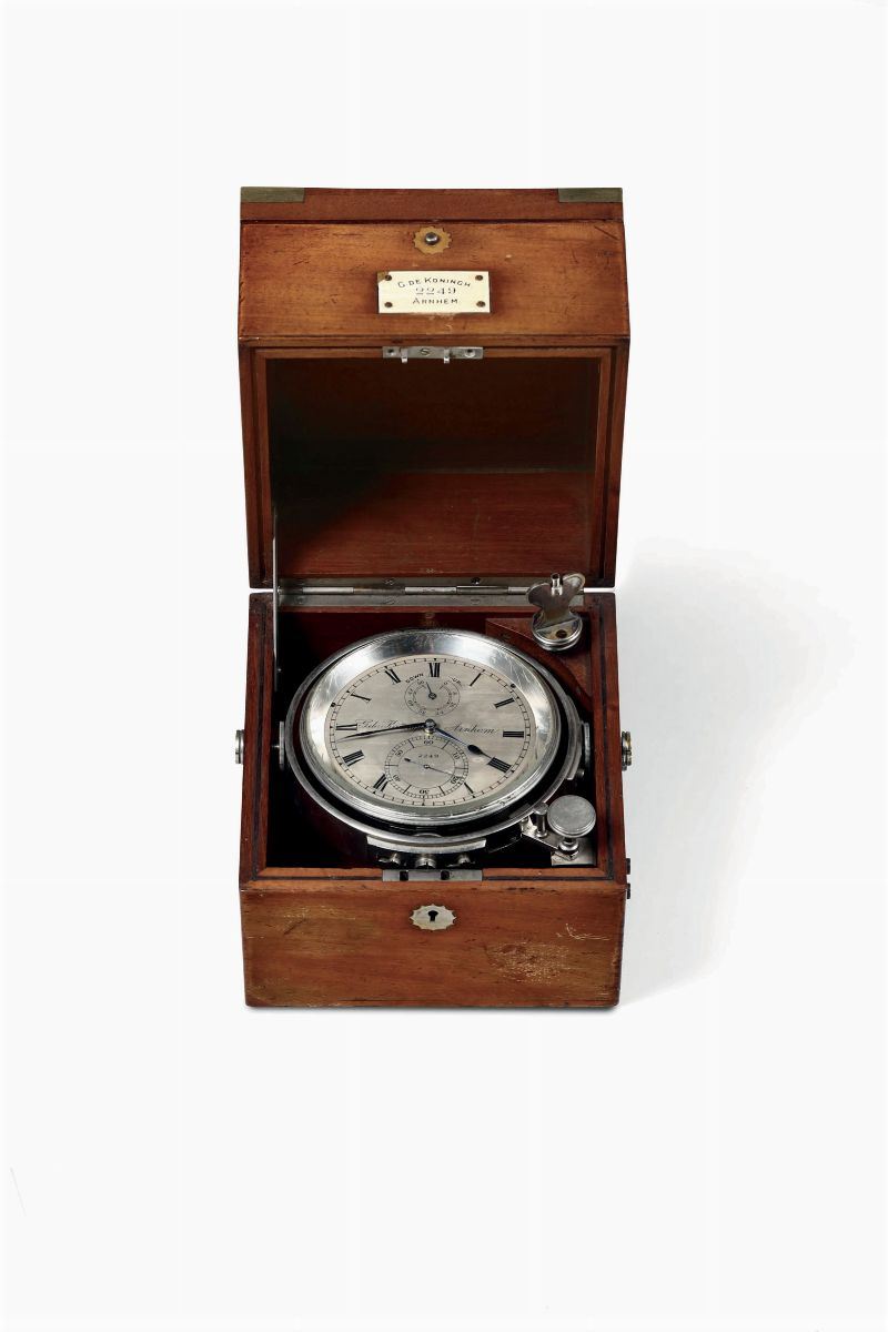 Cronometro da marina da due giorni di carica De Koningh Arnhem n° 2249, Inizio XX secolo  - Auction Marittime Arts - Cambi Casa d'Aste